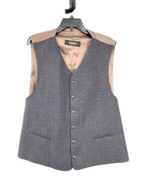 Bacharach Wool Vest Mens XL Used Charcoal Italy Button Front Lined